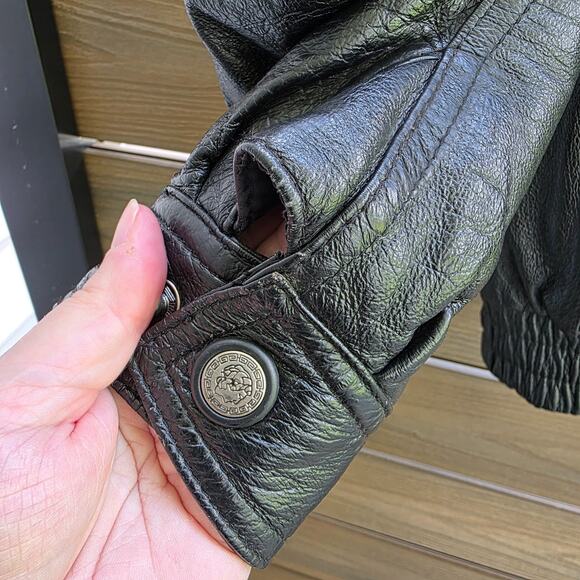 Sergio Vadducci Men's Black Leather Motorcycle Jacket Size Small Zip Snap - Picture 12 of 16